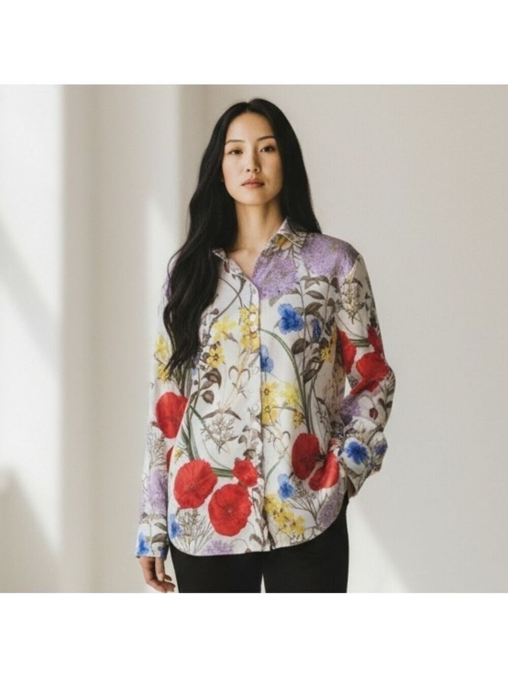 Floral Button-Up Blouse